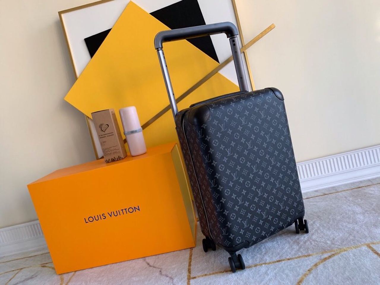 Louis Vuitton Horizon 55 Luggage Trolley Monogram Eclipse Canvas Spring/Summer Collection M23002, Black