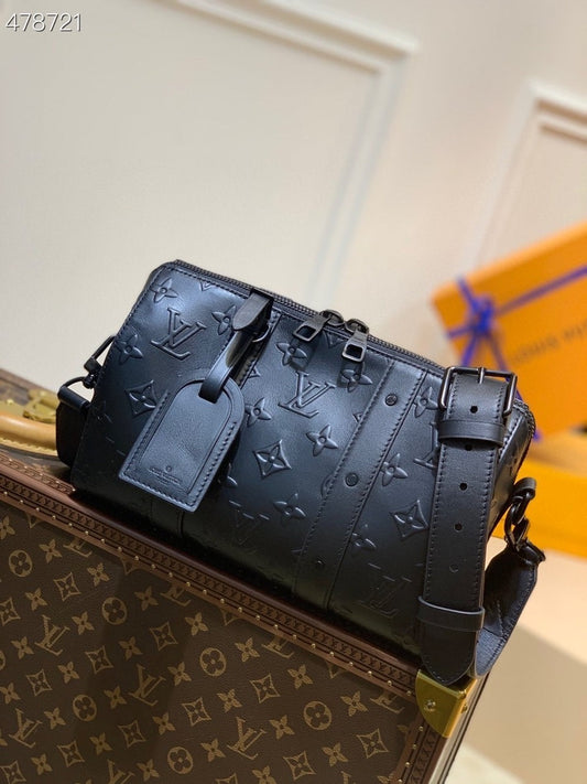 Louis Vuitton Keepall City Bag 28cm Monogram Seal Cowhide Canvas Spring/Summer Collection M57961, Black