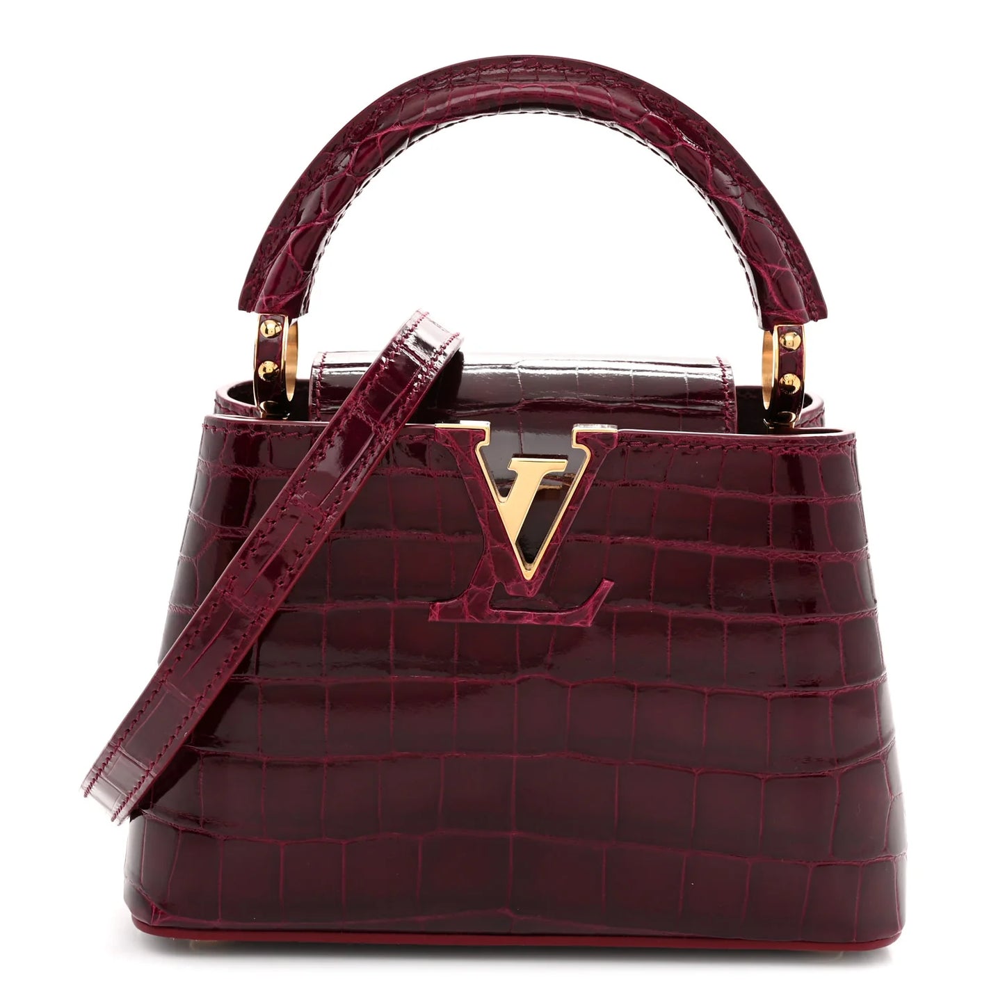 Crocodile Mini Capucines Bordeaux