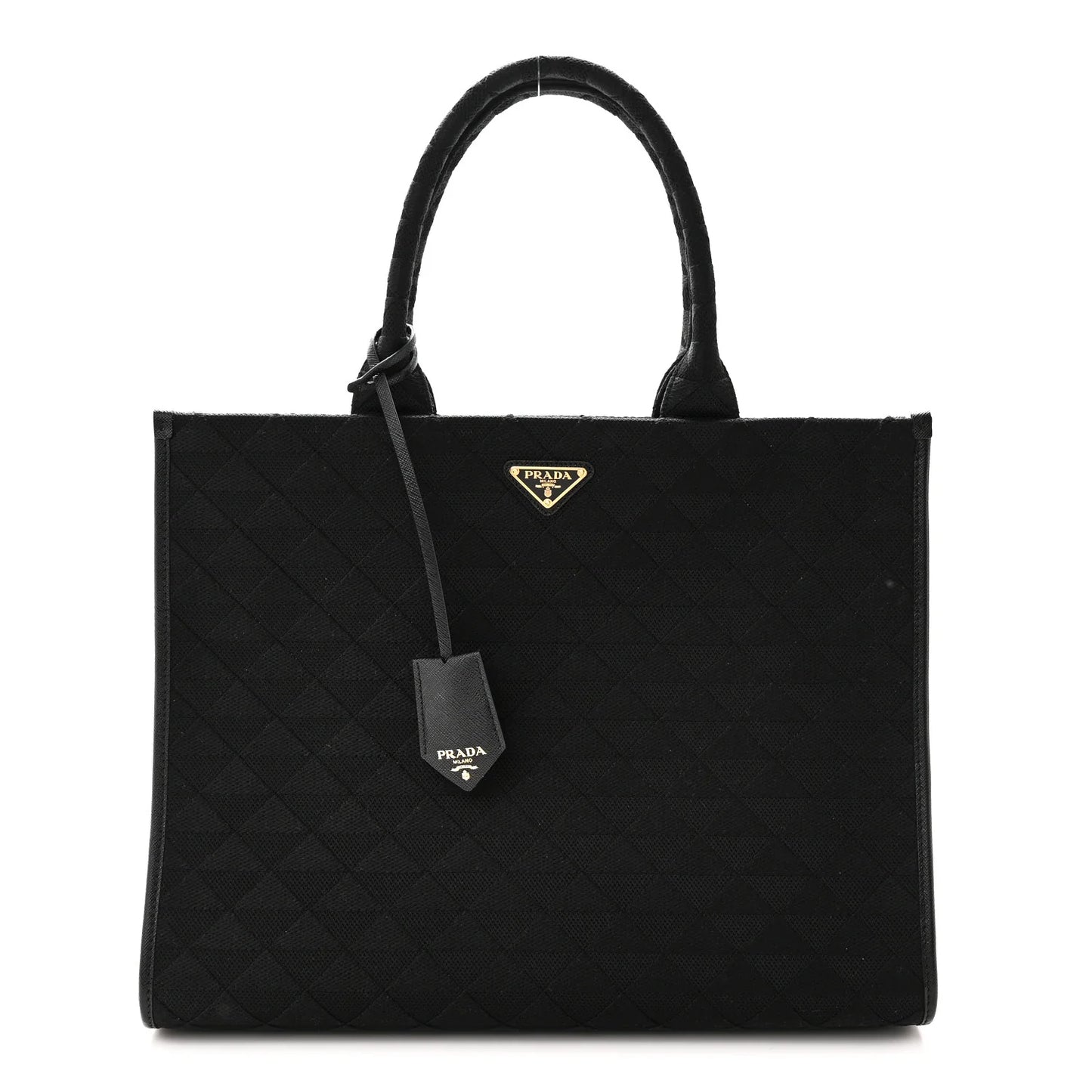Jacquard Saffiano Triangolo Symbole Embroidered Large Tote
